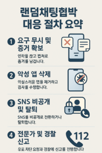 랜덤채팅협박 대응 4단계 절차 인포그래픽